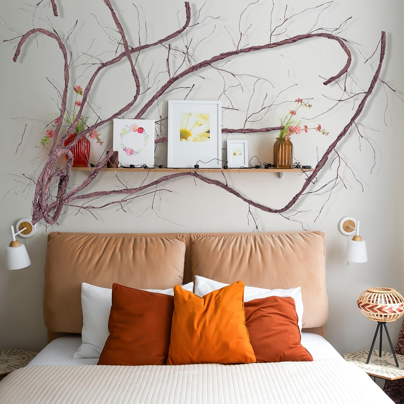 118 inch Bendable Artificial Brown Tree Twigs Branches, Middle Size Wall Hang…