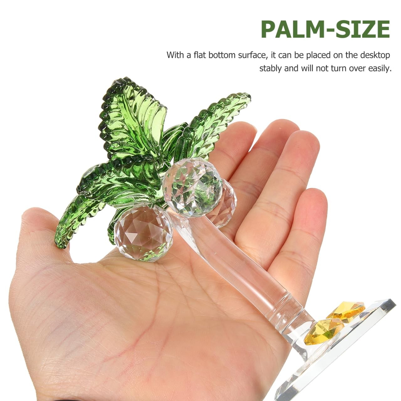 Crystal Coconut Tree Ornament 3.93In Artificial Palm Tree Figurine Decorative…