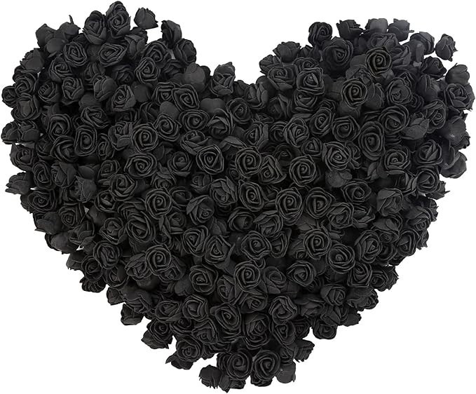 Mini Foam Rose Heads 500PCS Black Artificial Flowers for DIY Crafts Wedding