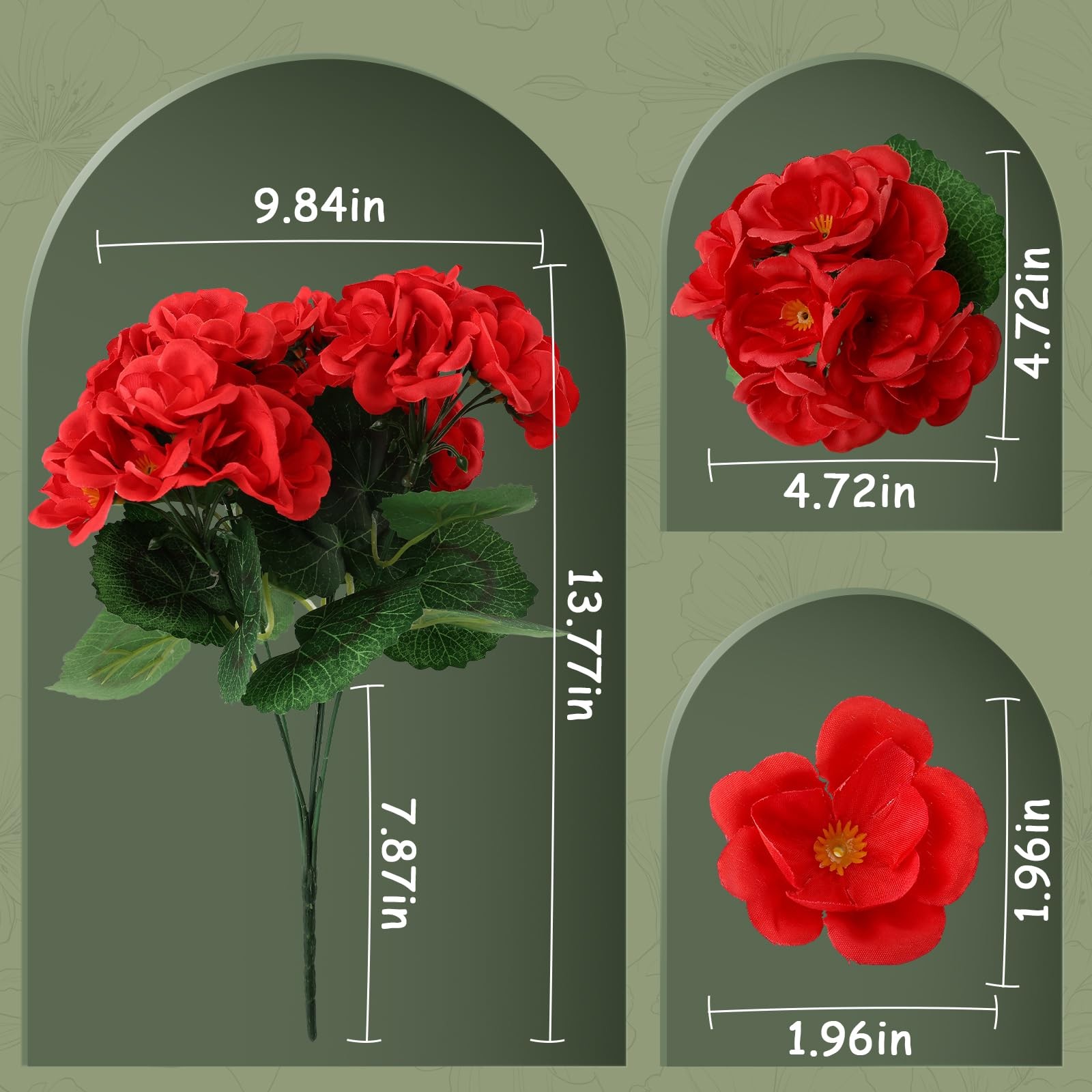 AMORISE12 Pack Artificial Geraniums for Outdoors,UV Resistant Fake Geranium P…