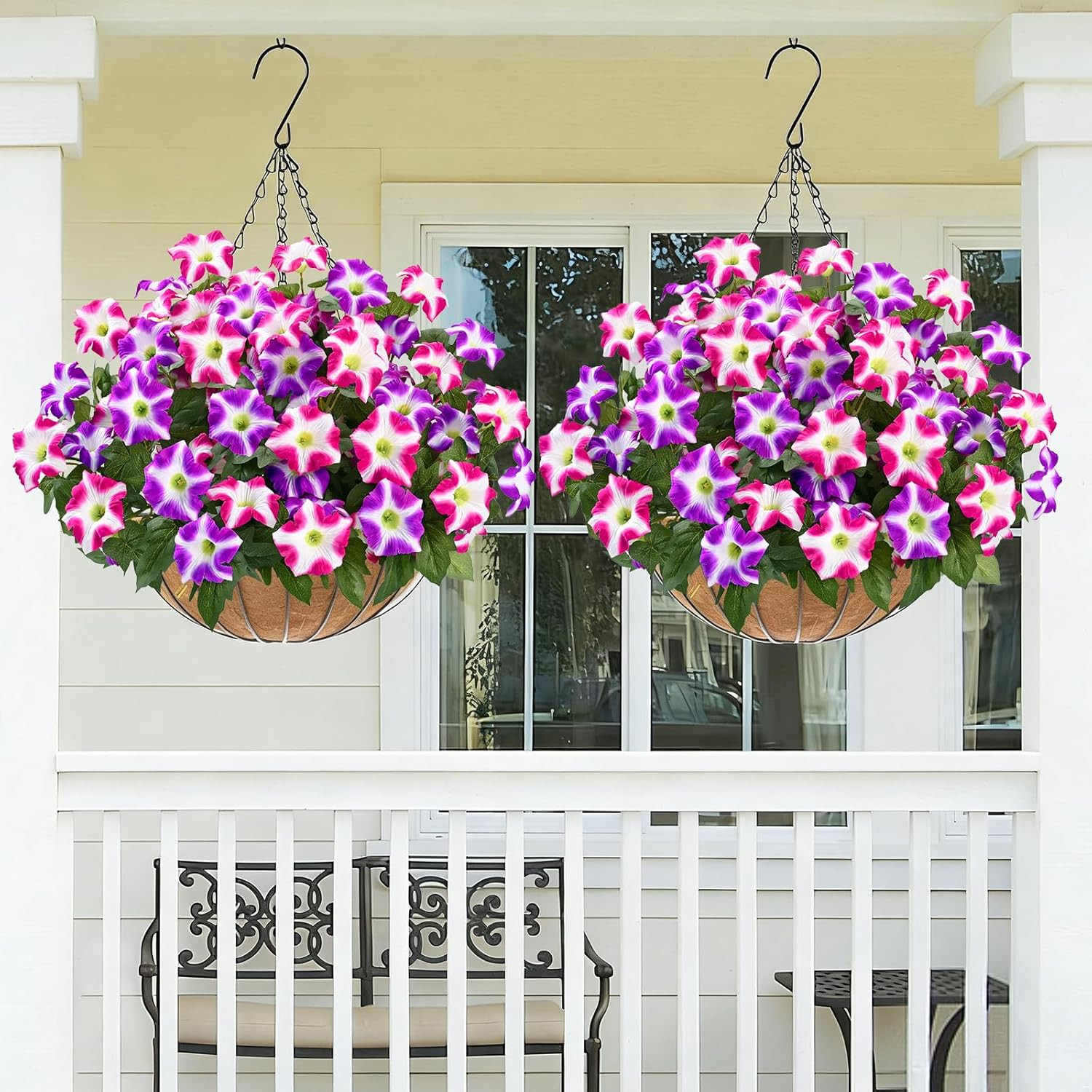 Artificial Flowers for Outdoors, 4 Bundles Realistic Fake Outdoor Flowers, UV Re