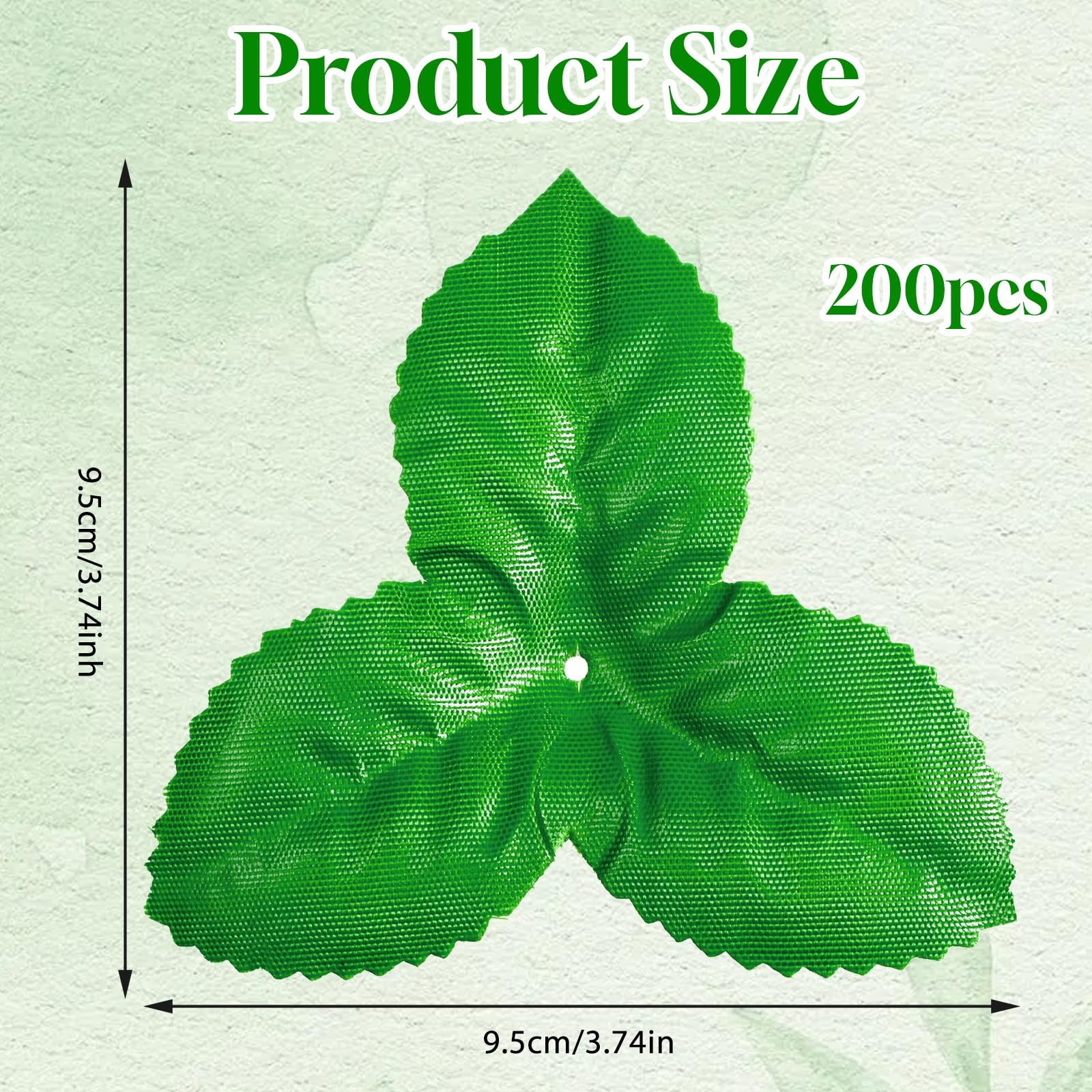 200 Pcs Artificial Green Leaves, 3.74 Inch Fake Rose Leaves, Polyester Fabric…