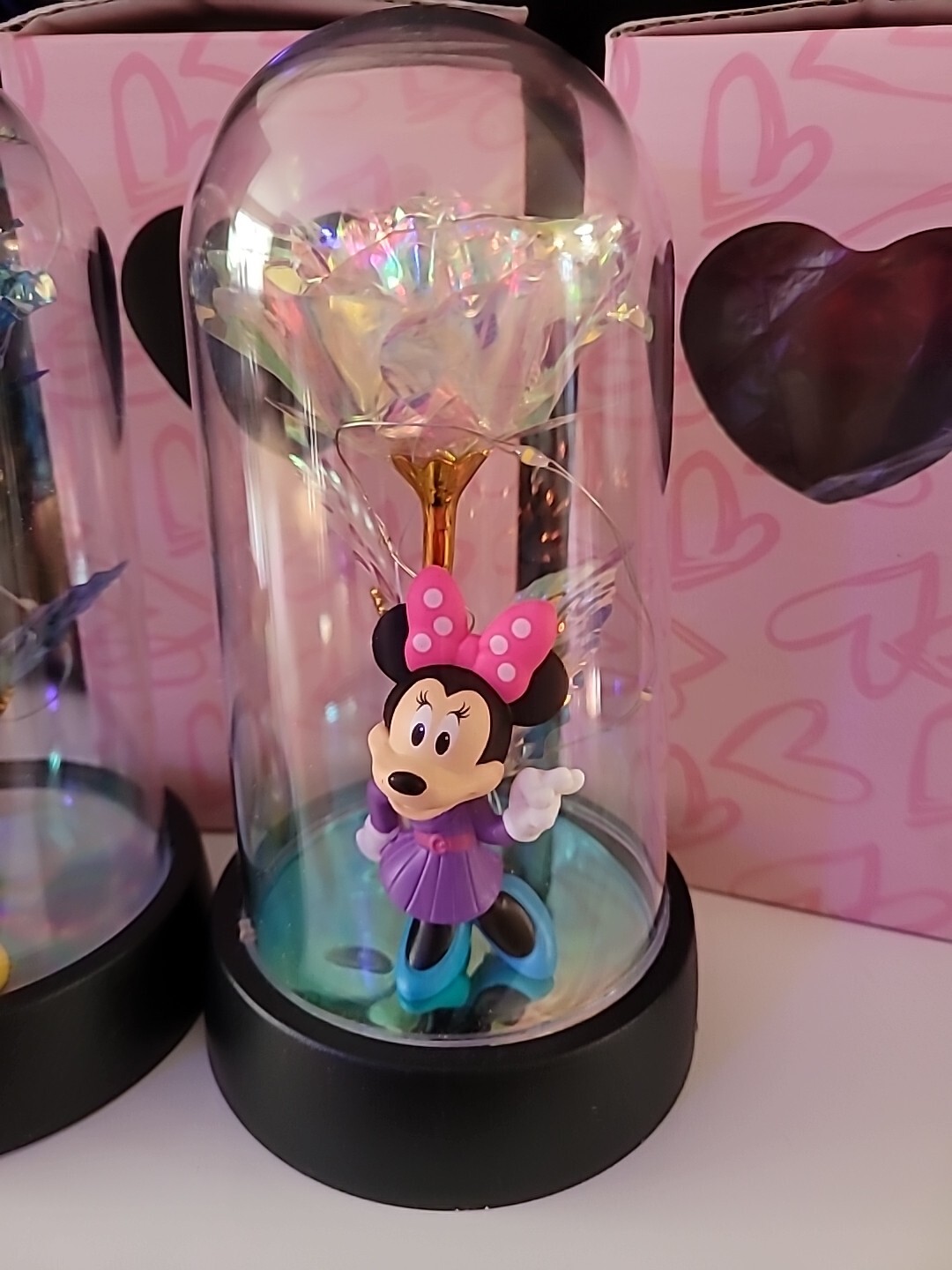 2 Rose LED Light Foi Crystal Flowers With Mickey & Minnie Valentine’s Day Gift