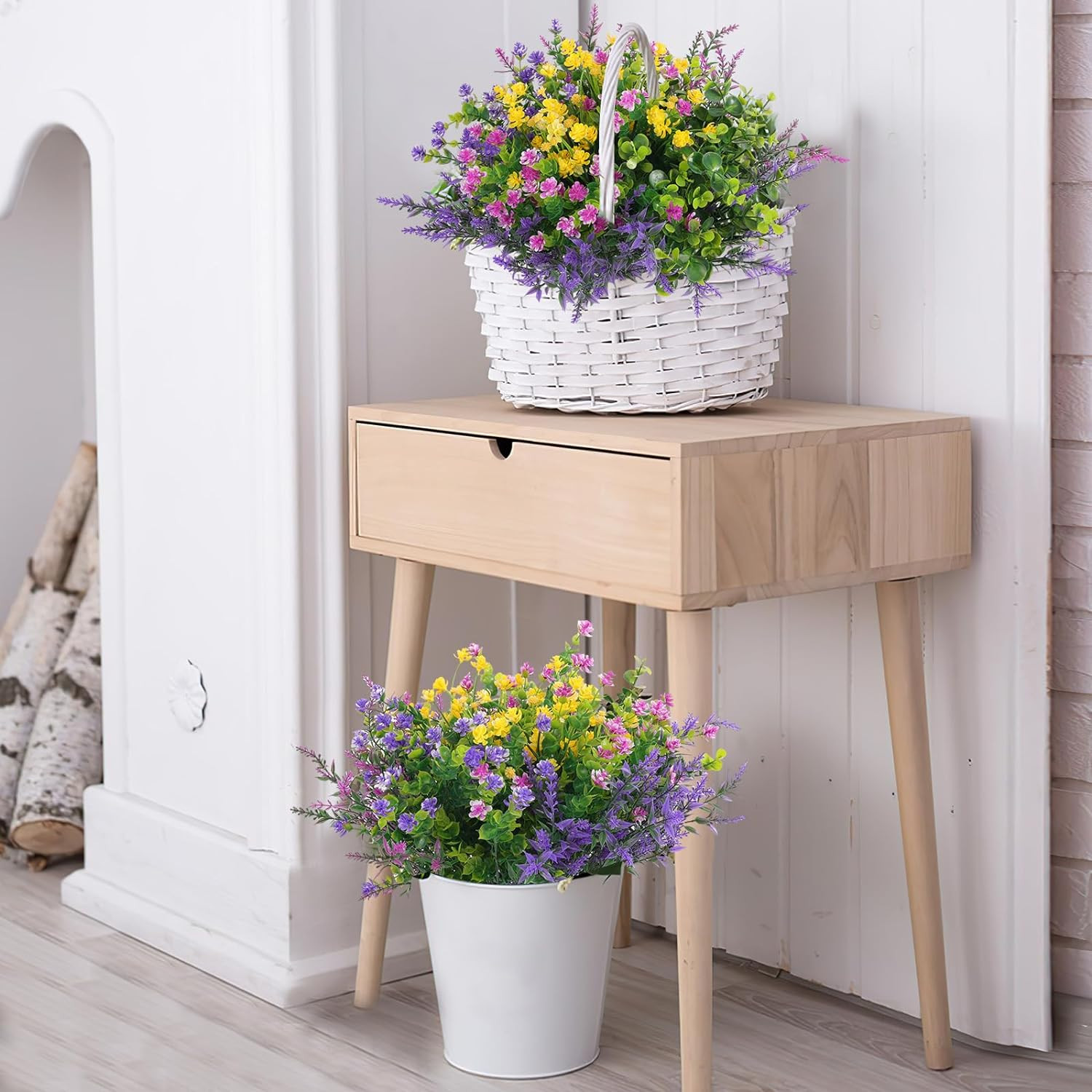 Hananona 24 Pcs Artificial Flowers Outdoor, Faux Artificial Plants UV Resistant