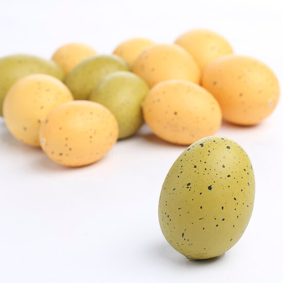 Package of 36 Faux Spring Green and Yellow Speckled Eggs