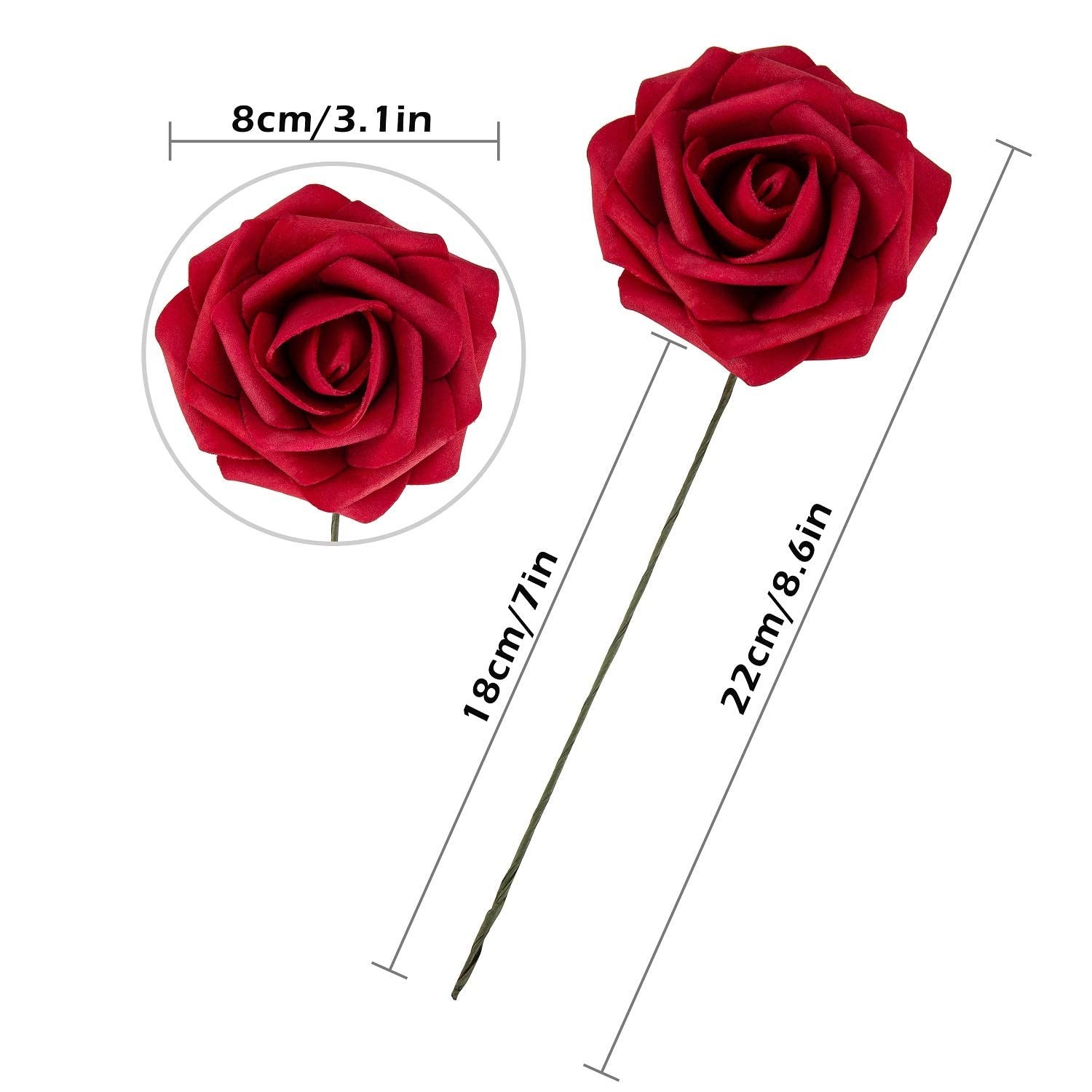25pcs Artificial Flower Foam Rose Real Touch Roses Flower Heads with Stem for…