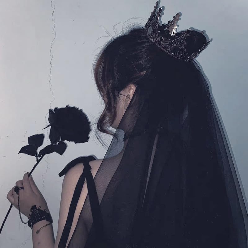 10pcs Black Faux Silk Roses for Bridal Bouquets, Wedding, Halloween & Home Decor