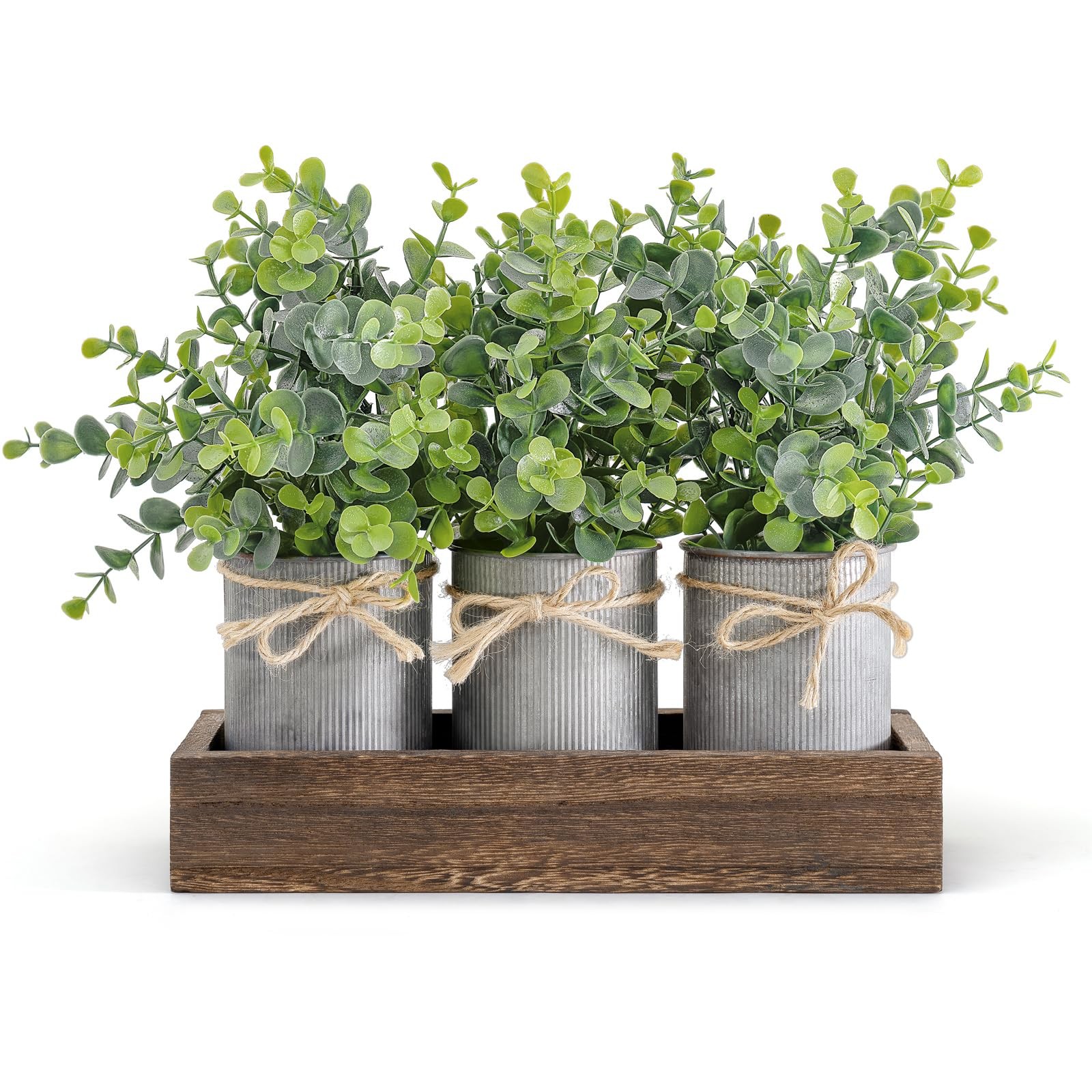 Centerpiece Table Decorations Coffee Table Decor Wood Tray 3 Galvanized Pots …