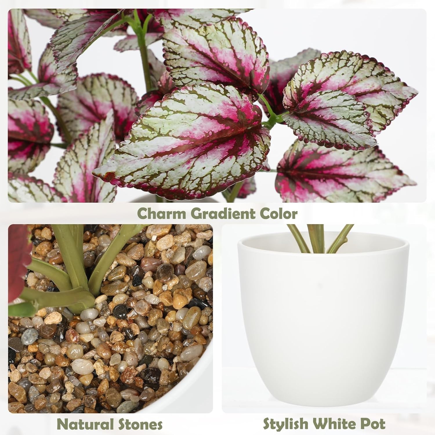 Artificial Plants Indoor 14.2″ Small Fake Perilla Plant in Pot Potted Plants …