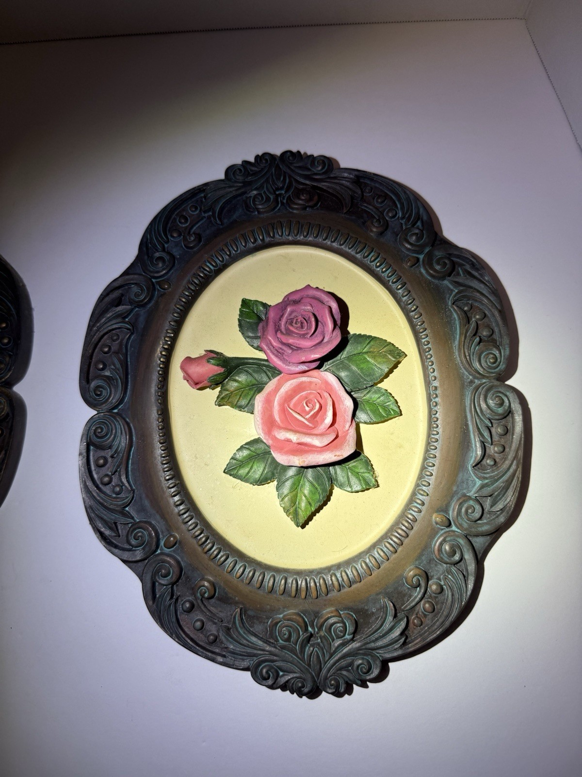 Vintage Rose Wall Art Decor Shabby Chic Cottagecore Floral Decor Set of 2 Pink