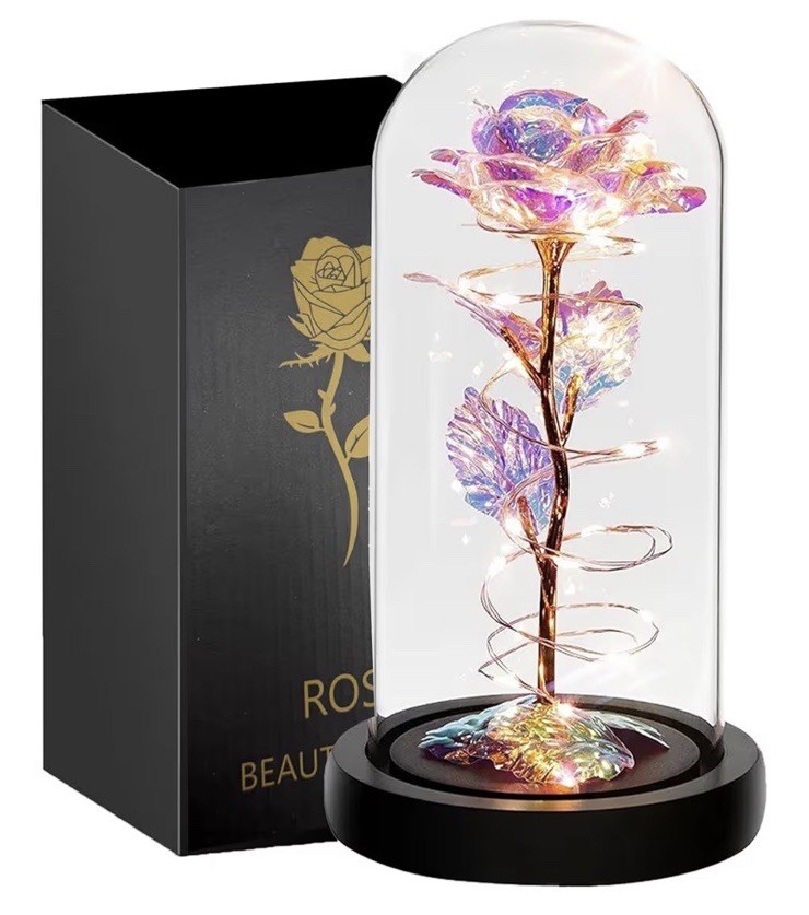 Glass Dome Rose Flower Gift – LED Rose Night Light