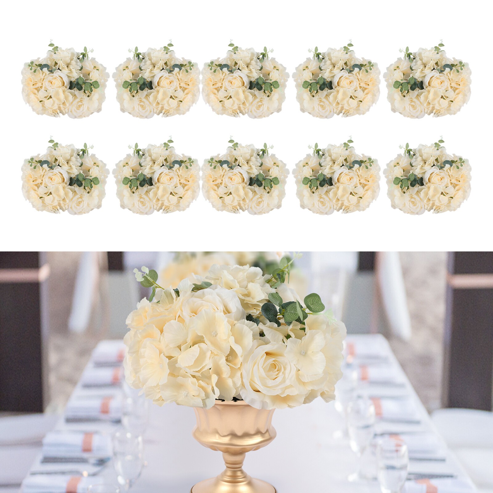 Flower Ball Centerpieces for Table 10 Pcs Fake Plastic Rose Centerpiece Flowers