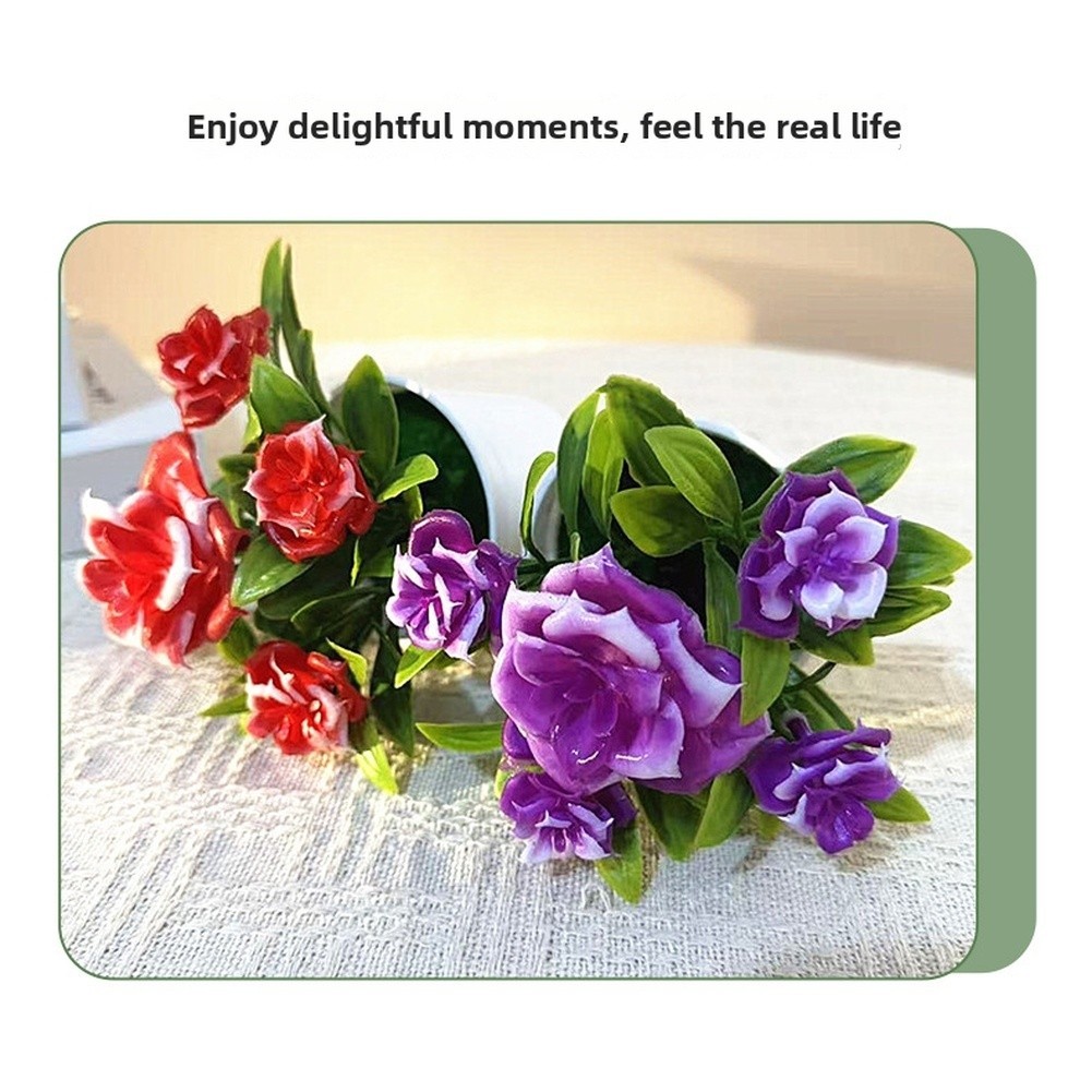 Indoor Artificial Rose Bonsai in Pot for Contemporary Home Office Table Decor