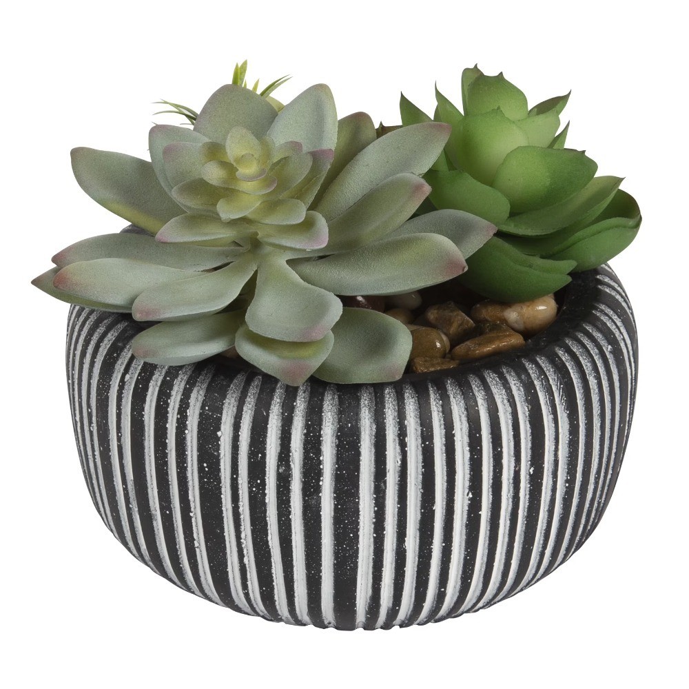 Artificial Succulent Plant in Decorative Stone Pot Multicolor for Home Desk