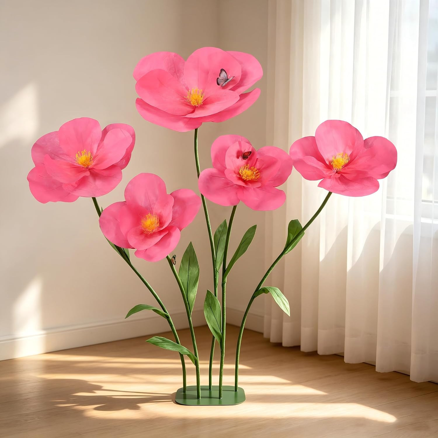 5 PCS Giant Flowers for Decoration with Stand 5.9 Ft Large Artificial Poppy | Ha