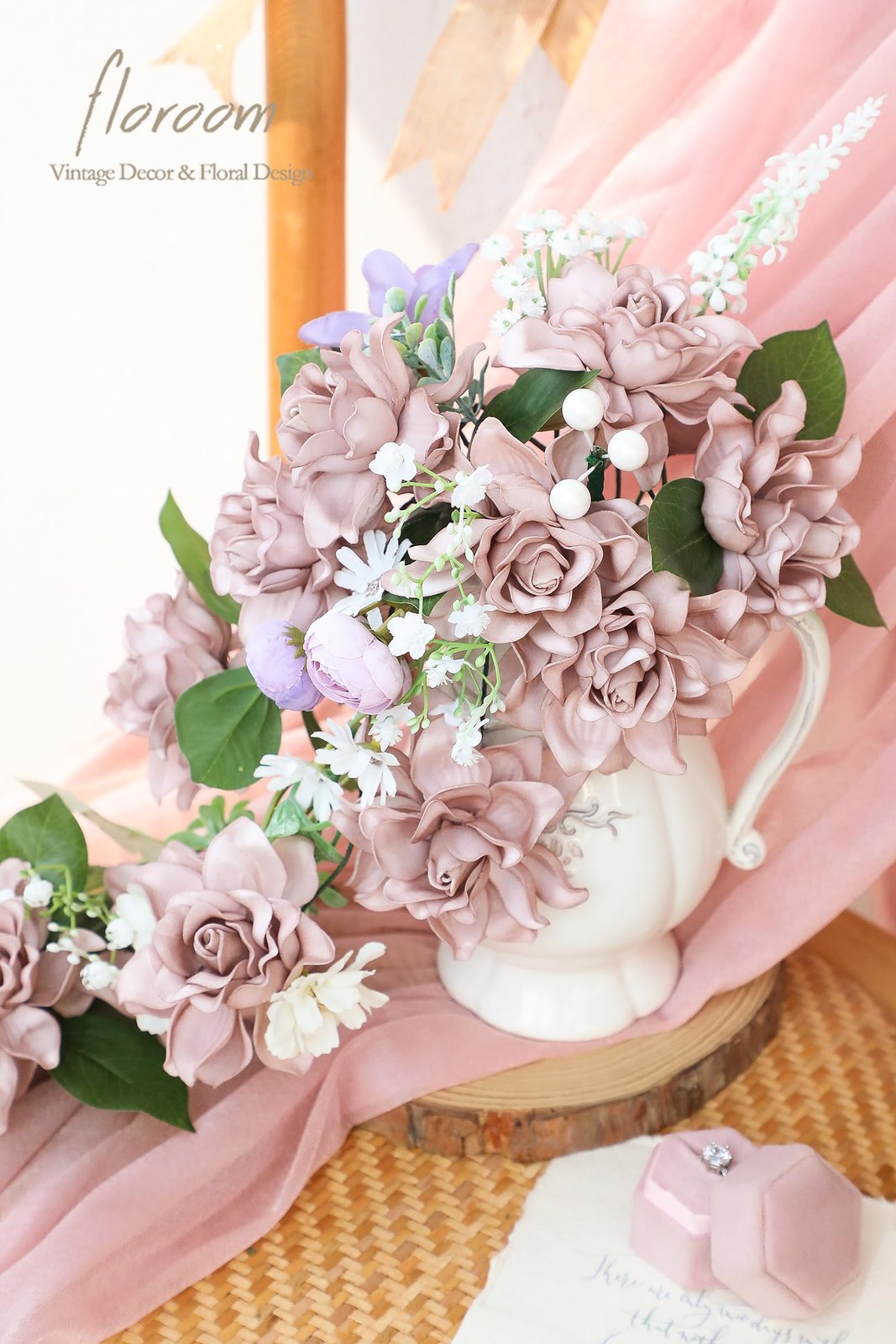 Artificial Gardenia Flowers 2.7″ 25pcs Real Looking Dusty Rose Foam Fake Flow…
