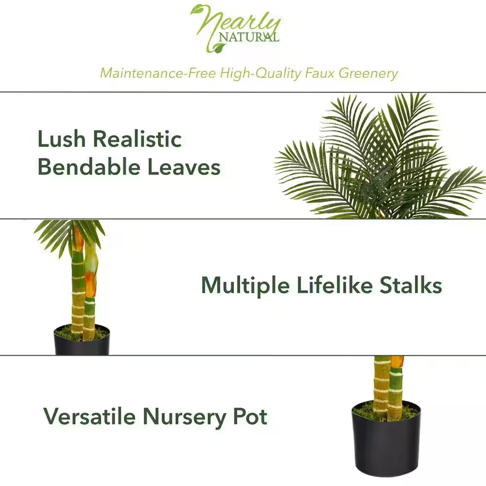 Nearly Natural Artificial Palm Tree 5FT Golden Cane Indoor Faux Tropical Plant