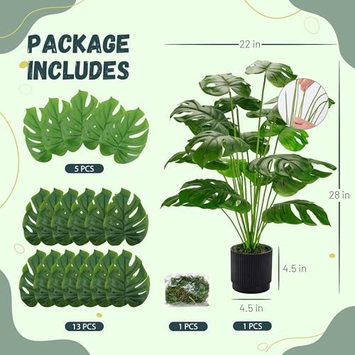 28″ Fake Plants Large Artificial Monstera Faux Potted Plants Indoor 28″-BLACK