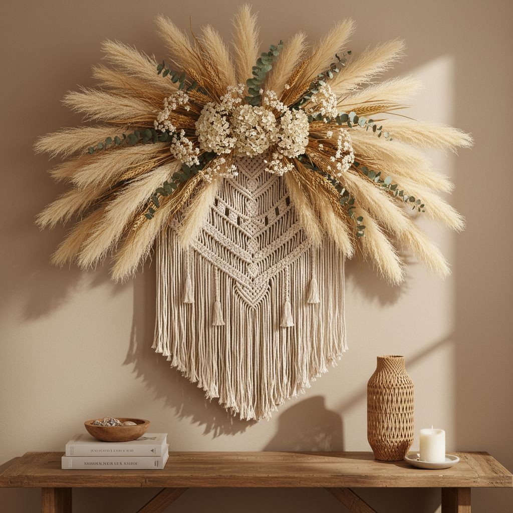 Cream Pampas Grass 3 Stem Faux Pampas Beige Boho Decor Neutral Vase Filler Farmh