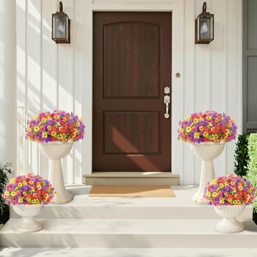 Artificial Flowers for Outdoor 24 4 Mix Color(fuchsia Purple Yellow Red)