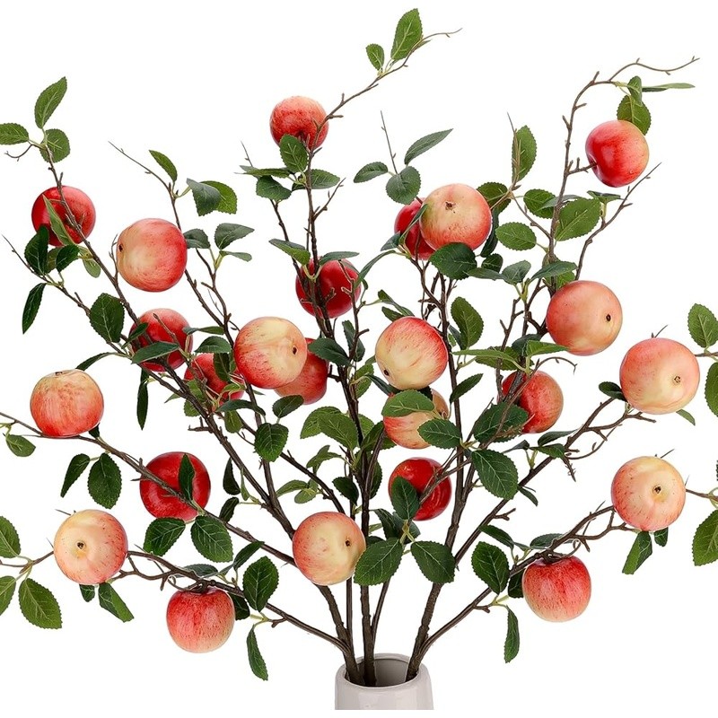 Artificial Fruit Branches Faux Apple Stem Floral Arrangement Home Decor New