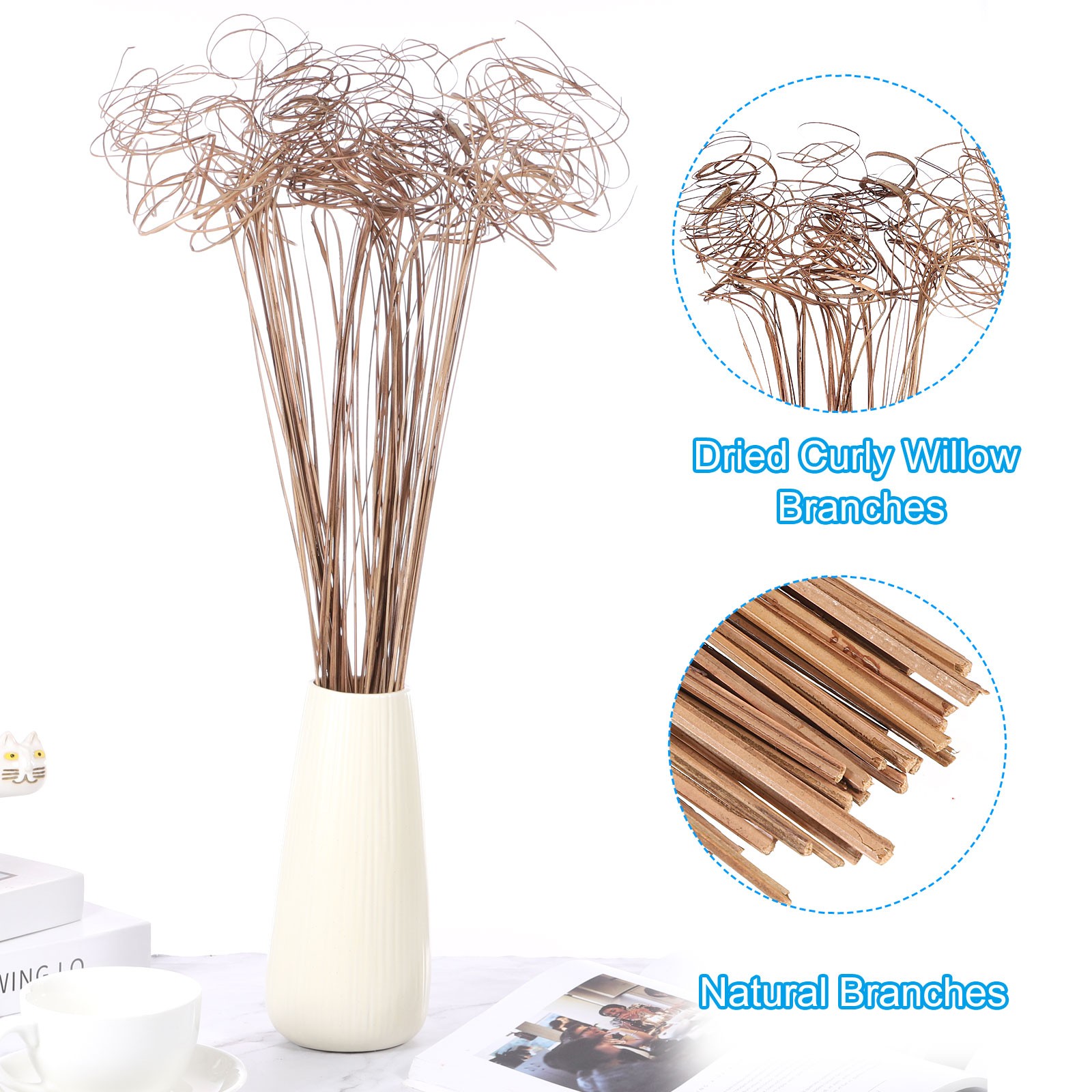 30 Pcs Dried Curly Willow Branches Natural Branches Twigs, Wooden