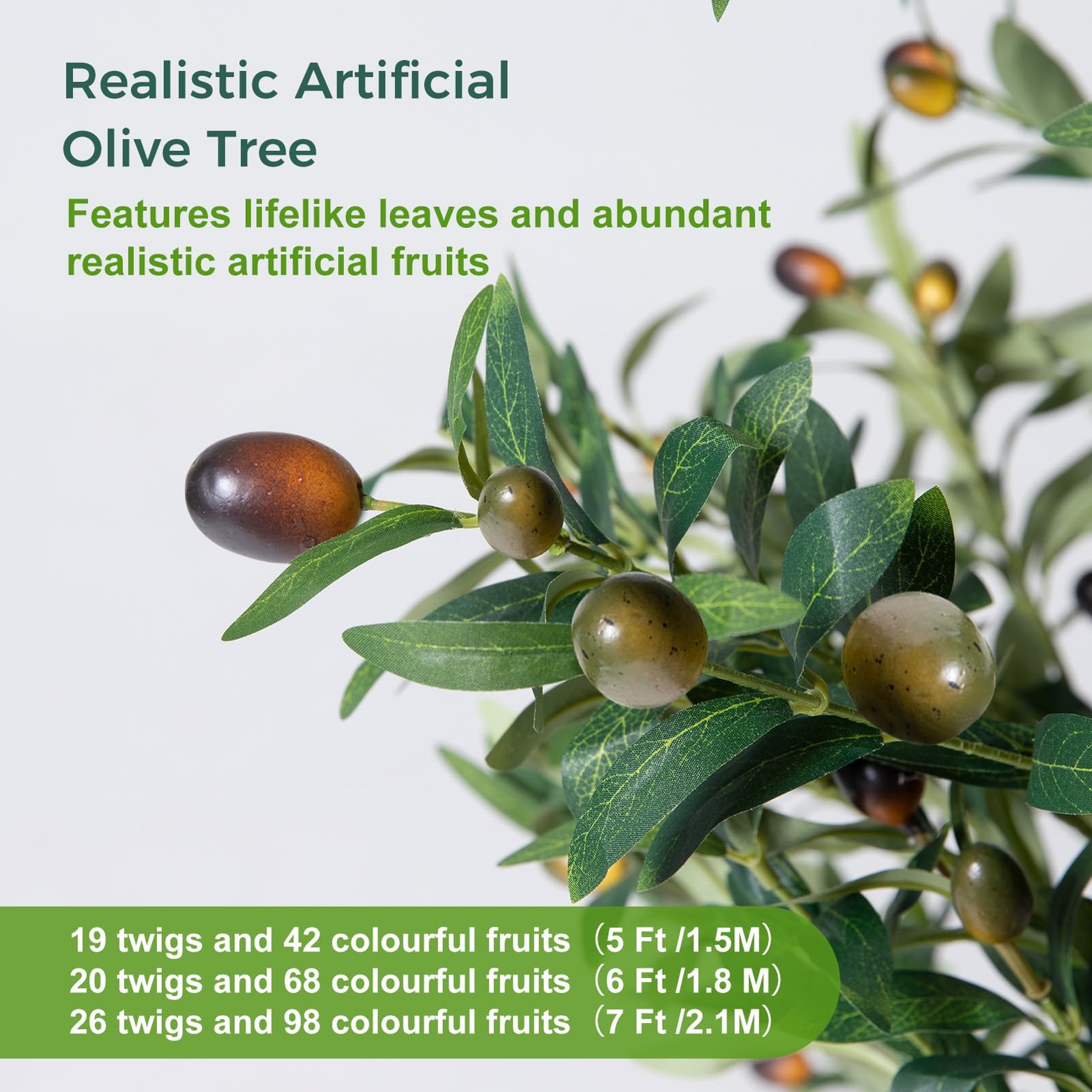 Olive Trees Artificial Indoor, 5FT Tall Faux Olive Tree with Moss and Planter…