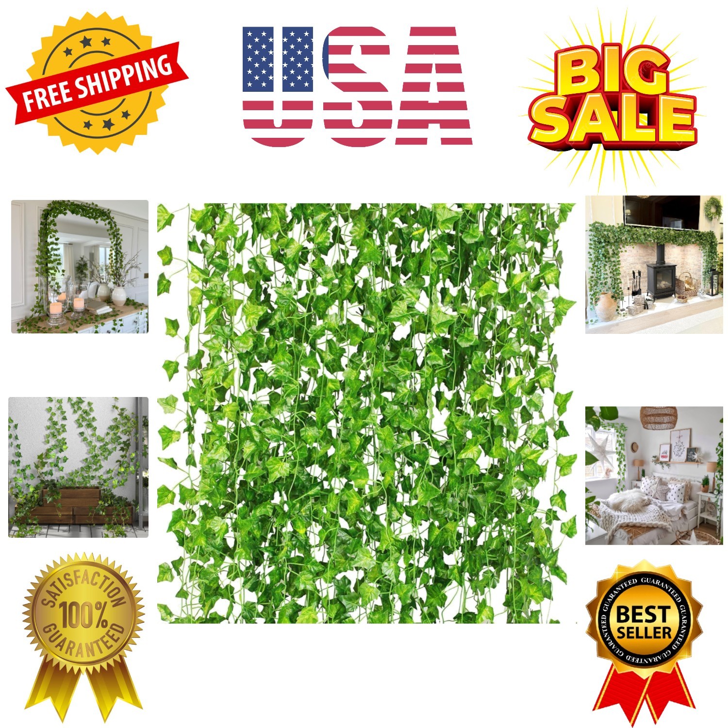 12 Pack 84Ft Artificial Ivy Garland, Fake Vines UV Resistant Greenery Leaves …