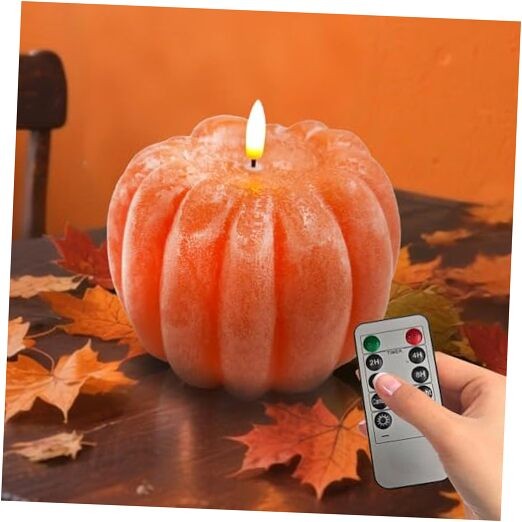 Fall Decor, Fall Decorations for Home – Flameless Pumpkin Candle with Orange