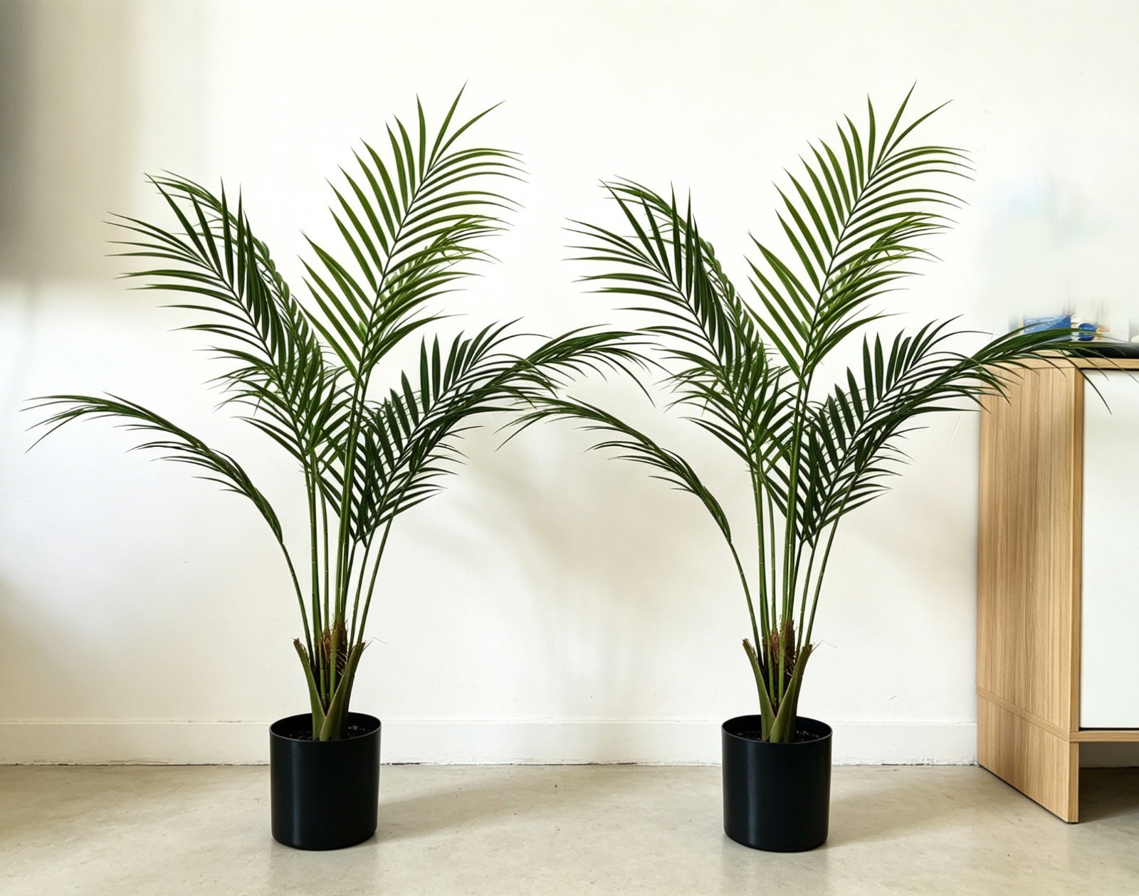 2Pcs 4FT Artificial Areca Palm Tree, Fake Tropical Decor Plant