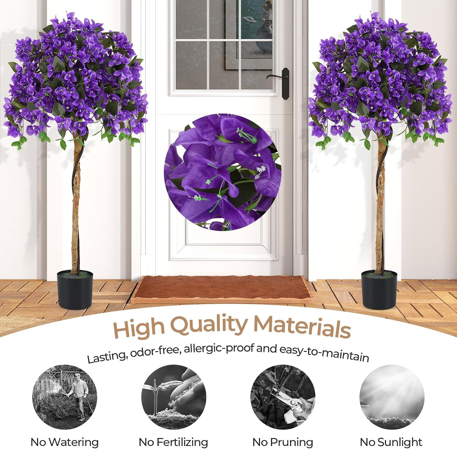 53″ Artificial Bougainvillea Tree, Faux Silk Flower Plant in Pot with 576 Flower