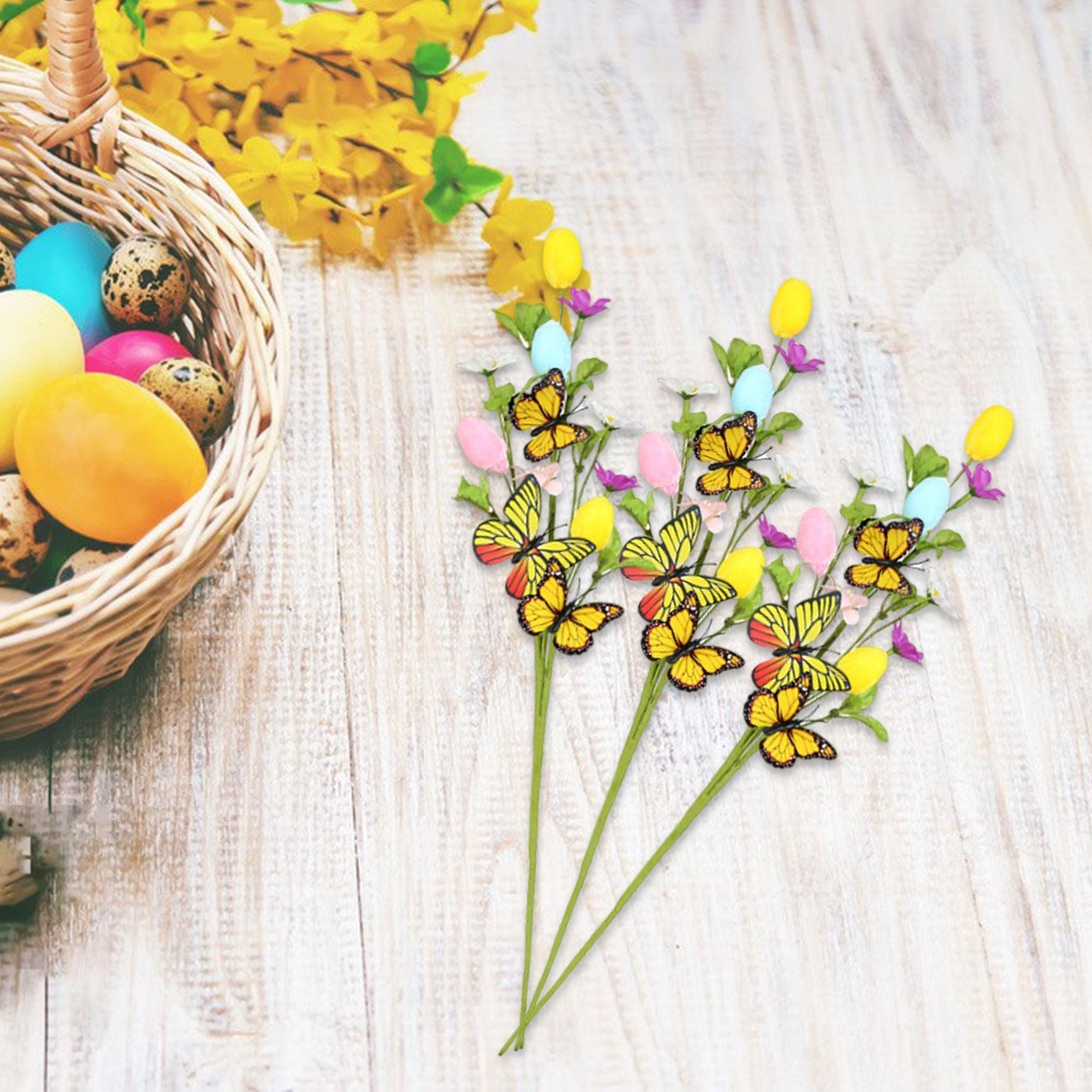 3x Artificial Egg Flower Picks Practical Easter Decoration Easter Egg Picks