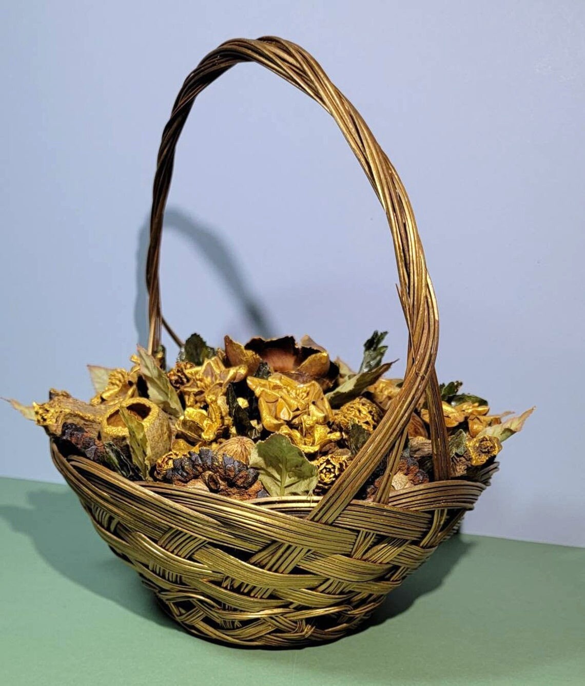 Thanksgiving/Christmas Dried Arrangement Rich Botanical Basket Table Centerpiece