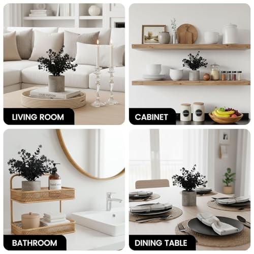 PCS Small Fake Plants Decor, Eucalyptus Artificial Greenery Potted 2 Black