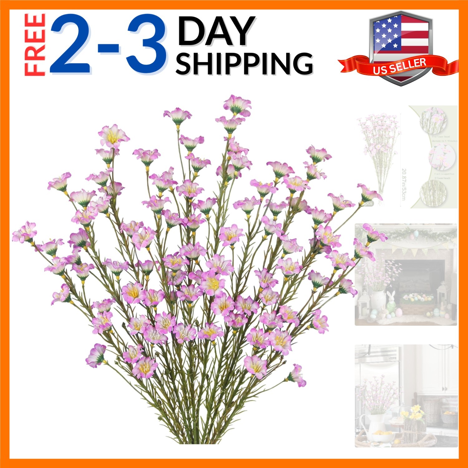 10 Pcs Artificial Wildflowers with Stems Bulk Silk Spring Flowers 21″ Fake Fo…