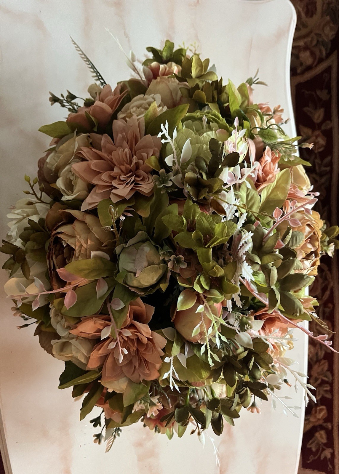 Brown Peony And Cream Chrysanthemum Floral Arrangement Year Round Floral