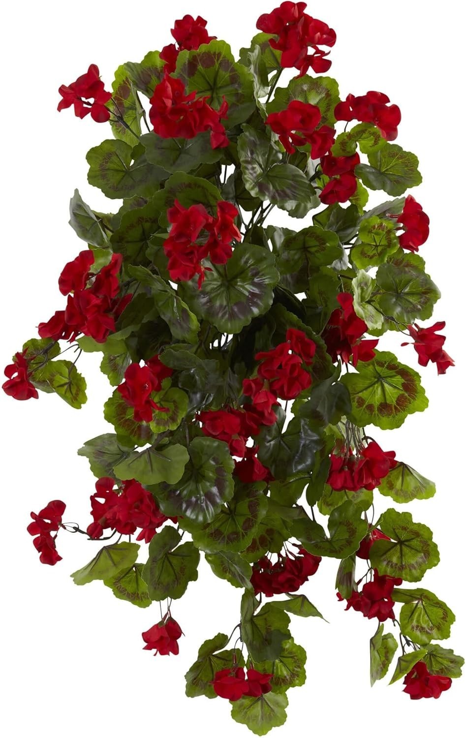 Set of 2 UV Resistant 29″ Red Geranium Hanging Plants for Indoor/Outdoor Decor