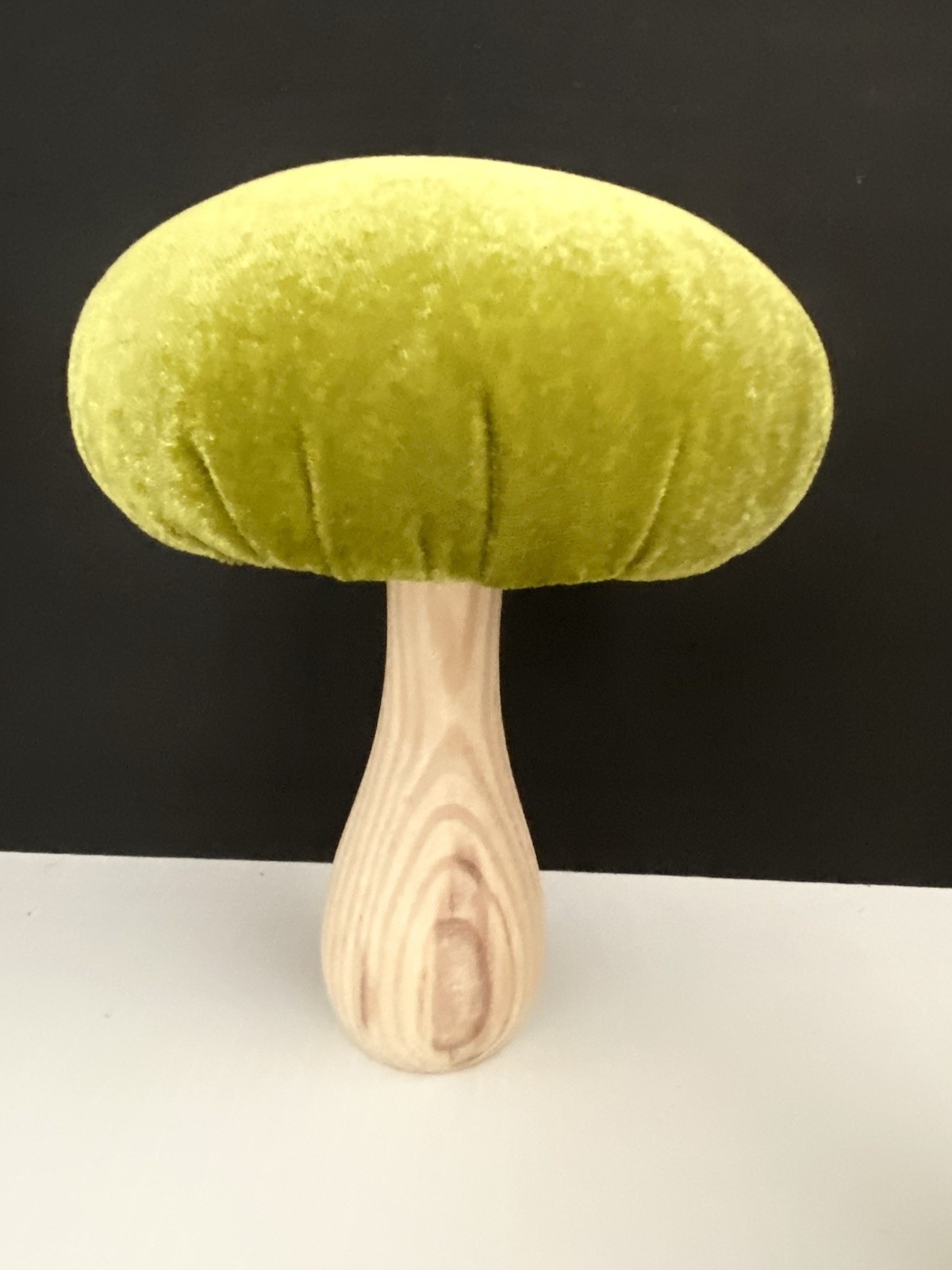 (2) Flora Bunda Green Velvet Mushroom Retro Mushrooms Shelf Sitter Spring Decor