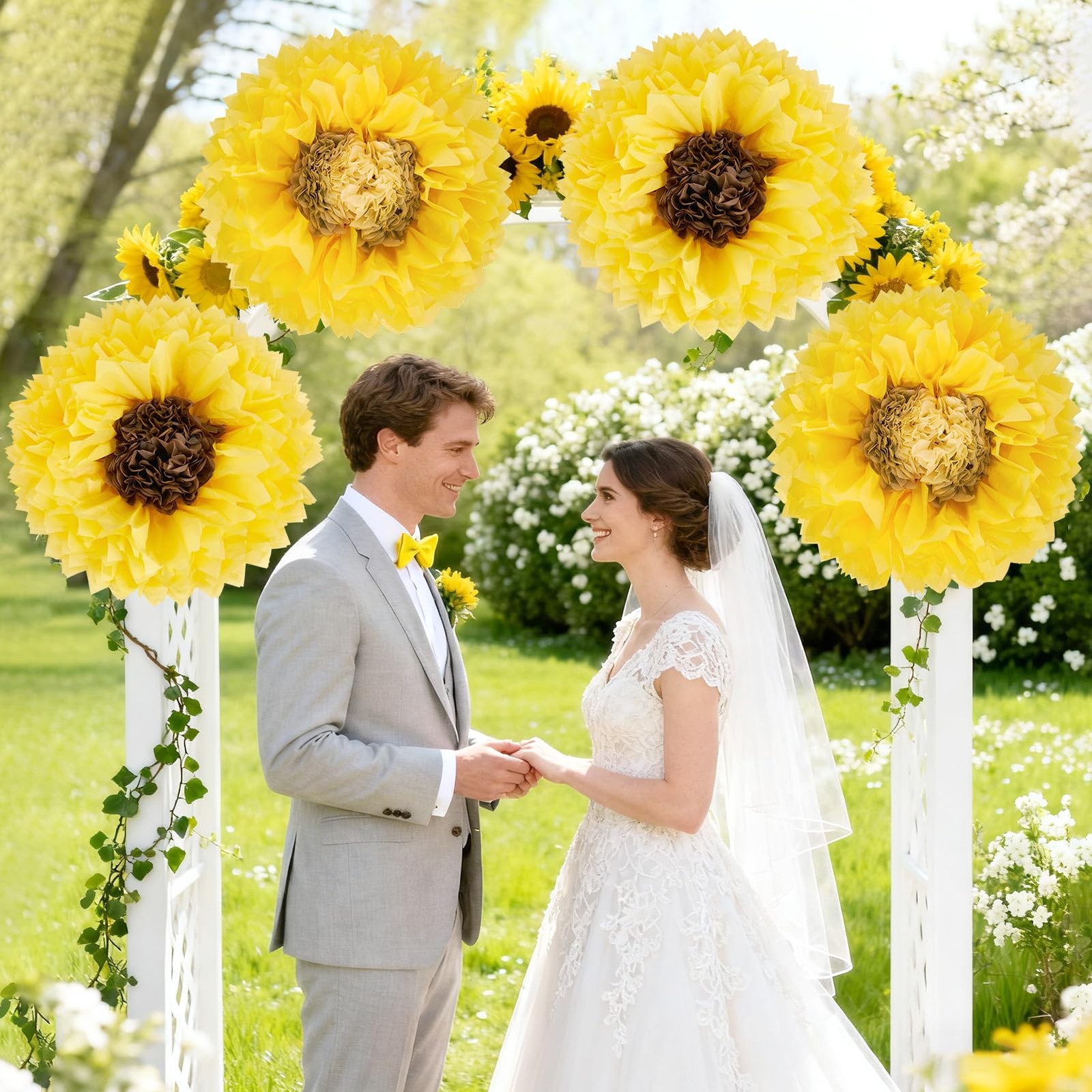 Giant Yellow Sunflower Tissue Paper Flowers Wall Decor Pom Poms 19 In
