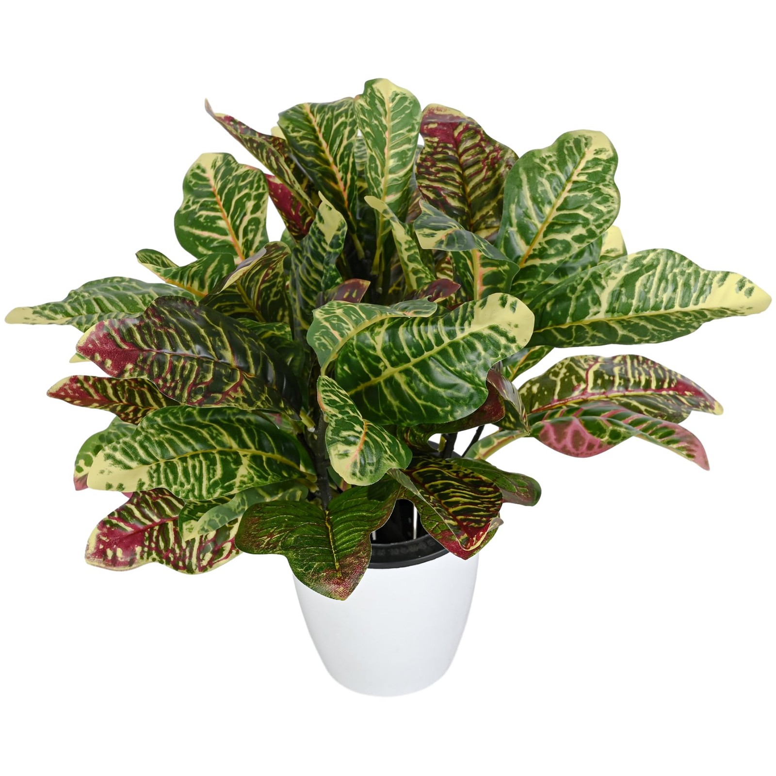 3 Pcs Artificial Croton Plant Leaf Branches Lifelike Tropical Houseplant Bush…
