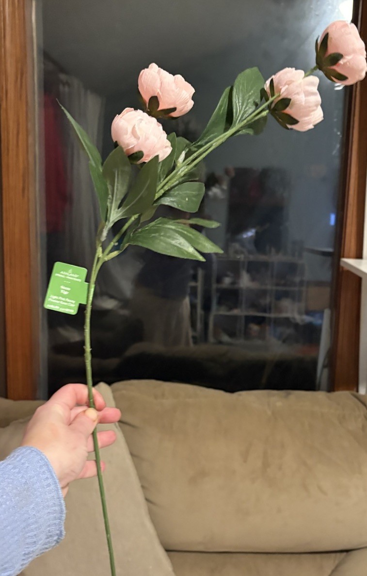 Lot of 6 Light Pink Peony Stem by Ashland Michaels Faux Floral 27” New