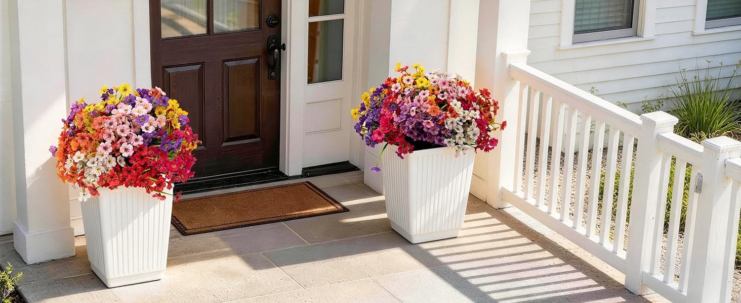 24 Bundles Artificial Flowers for Outdoors/Indoors, Fake Flowers Plants for