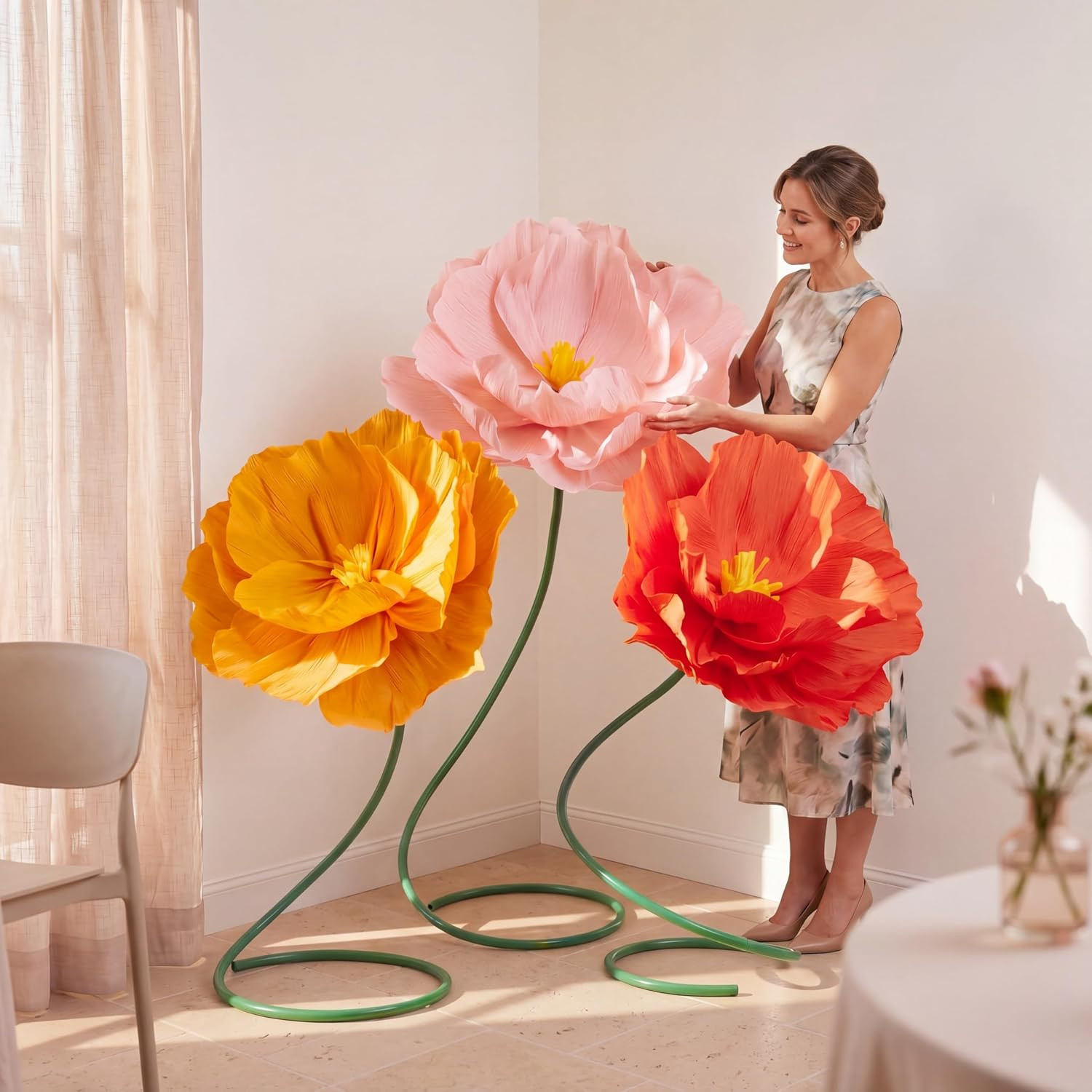 3 Pcs 5Ft Large Mix Color Poppy Flowers Giant Artificial Poppy Huge Decoration f