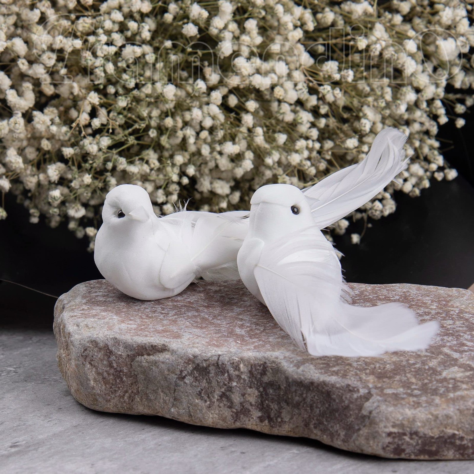 2 PCS Artificial Simulation Foam Feathered White Dove Bird Decor Ornament