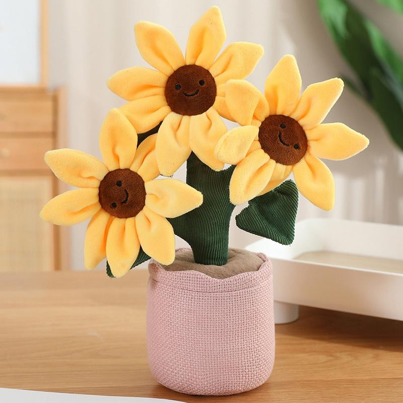Sunflower Plush Doll Bouquet 32cm Simulation Flower Home Car Decor