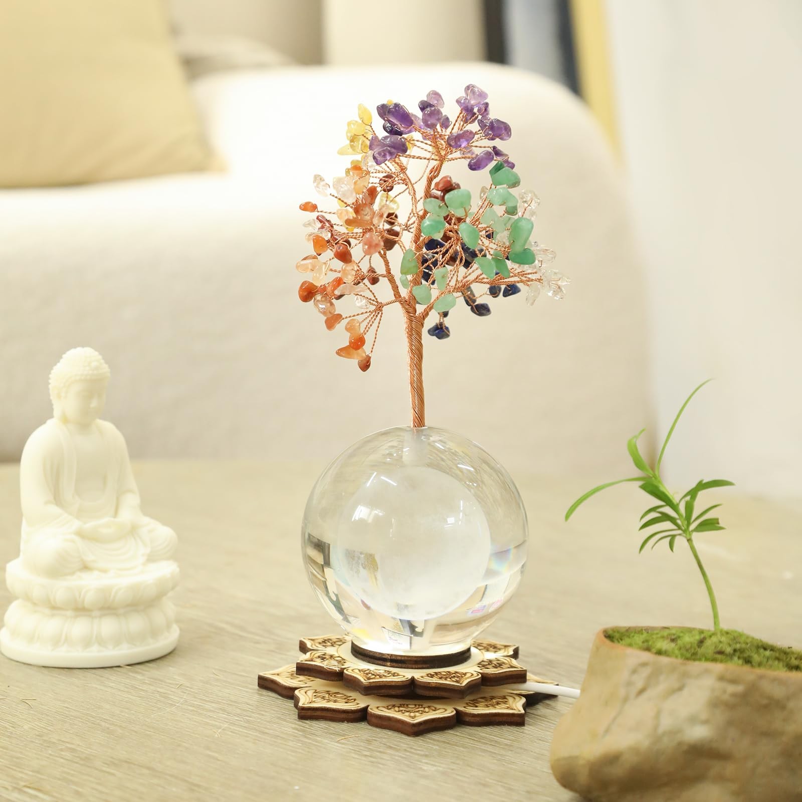 Seven Chakra Tree of Life Decor for Spiritual Gifts, Reiki Healing Crystals L…