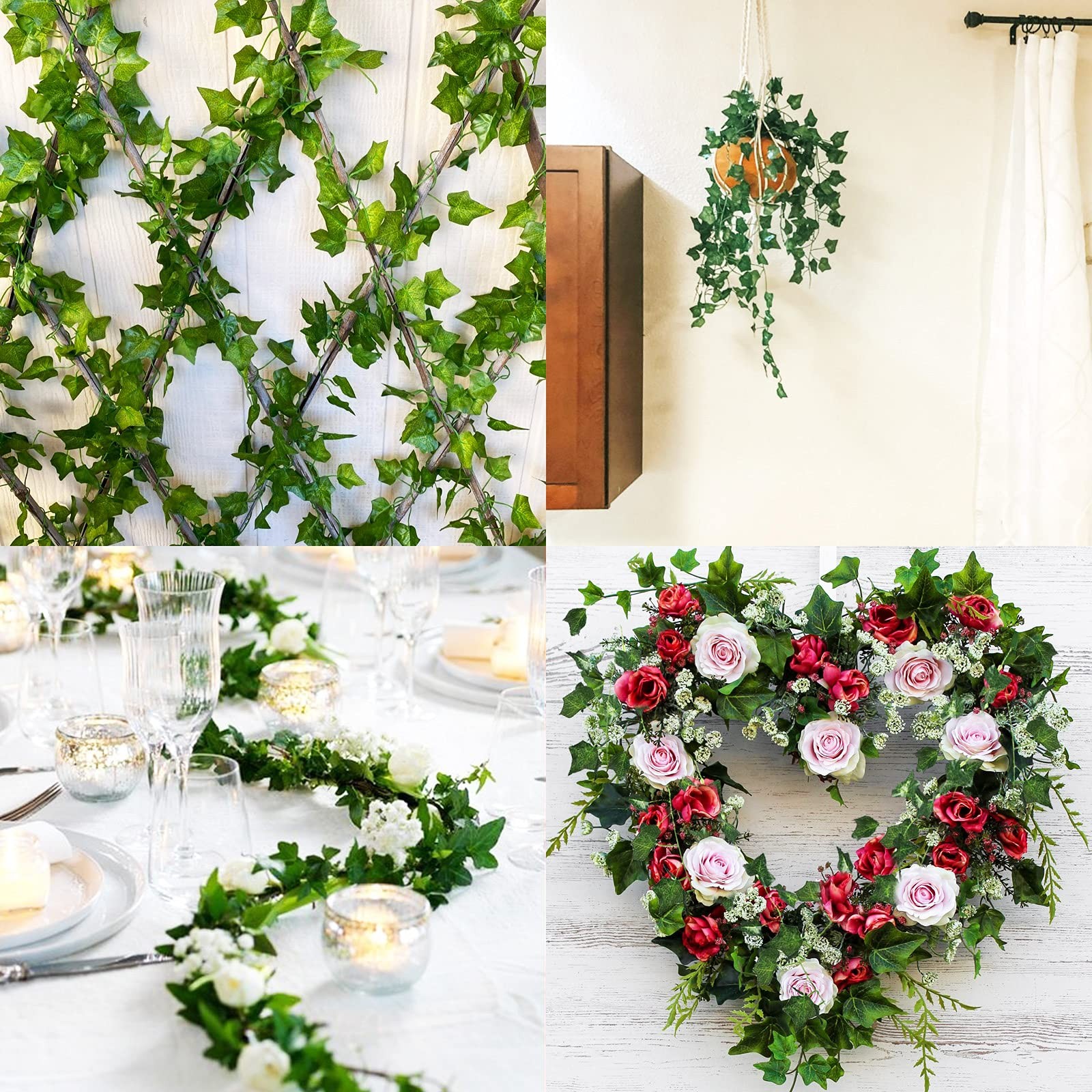 24pcs Fake Leaves Artificial Ivy Garland Greenery Vines for Bedroom Decor Aes…