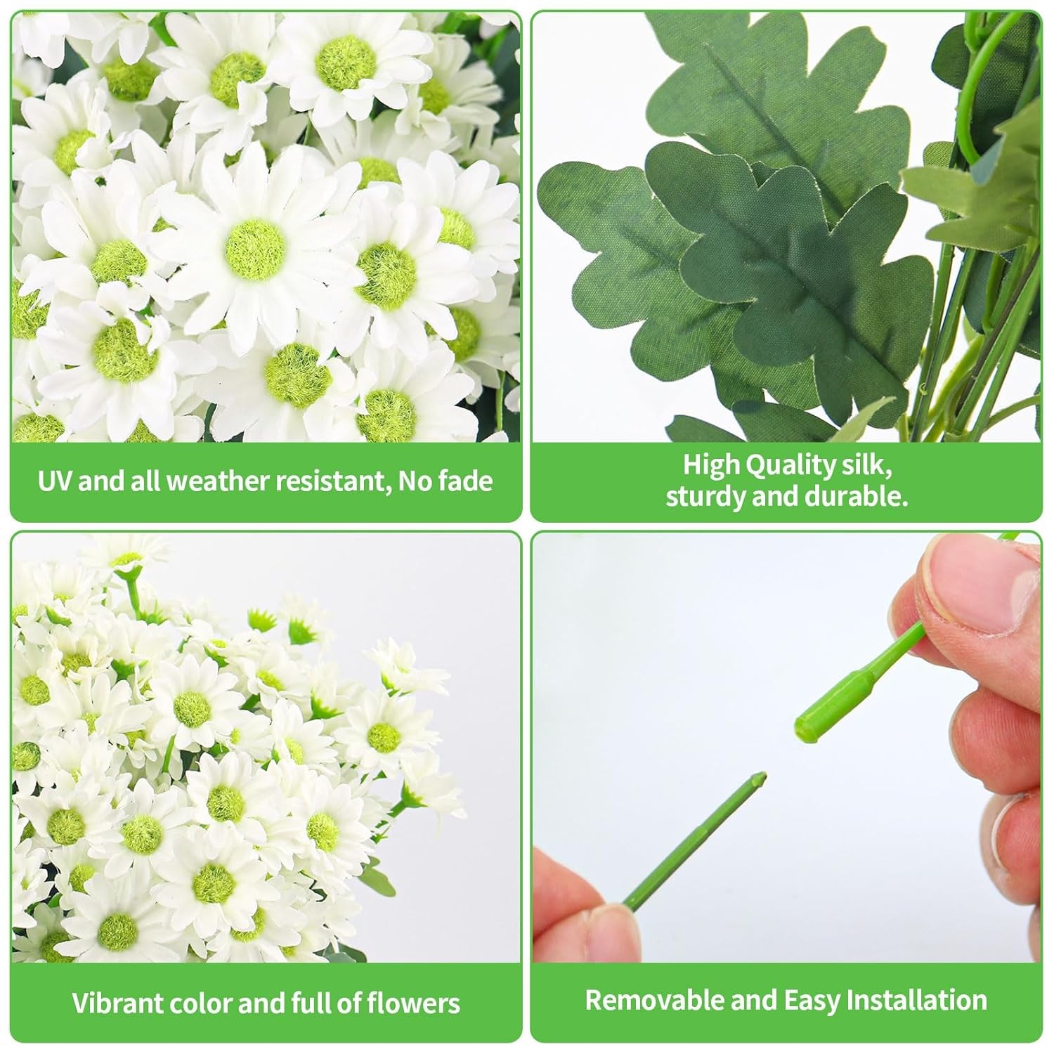 12 Bundles Artificial Daisy Flowers Outdoor Fake Plants Garden Decoration