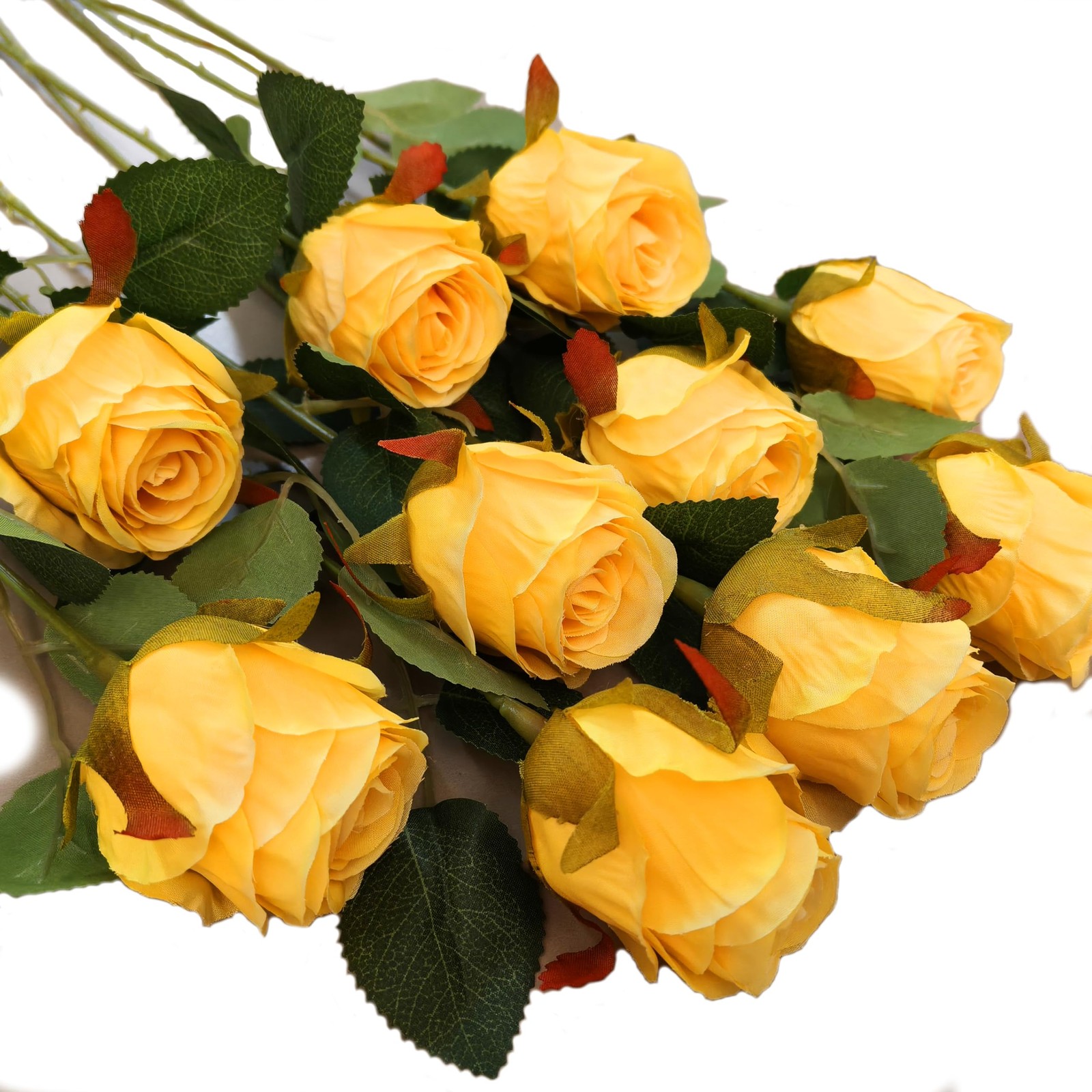 Artificial Roses 10 Pcs – Lifelike Single Stem Fake Roses with Natural Petal …