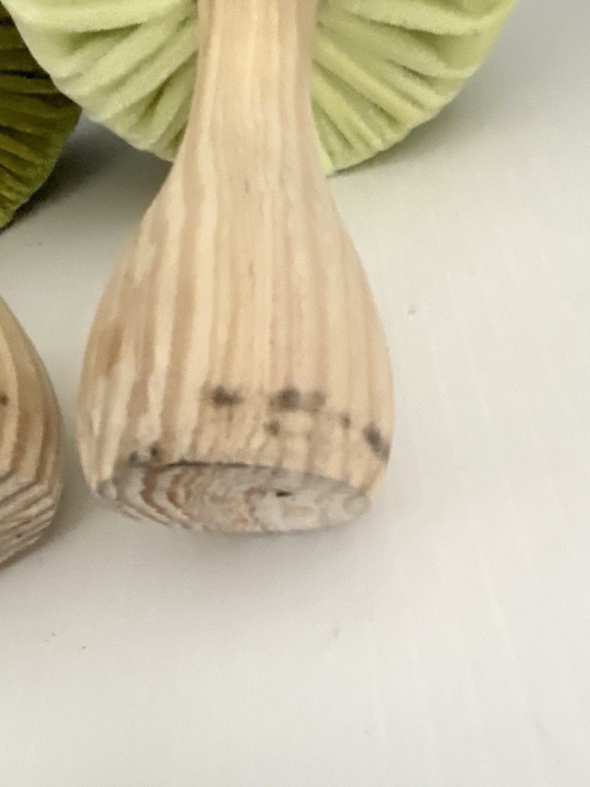 (2) Flora Bunda Green Velvet Mushroom Retro Mushrooms Shelf Sitter Spring Decor